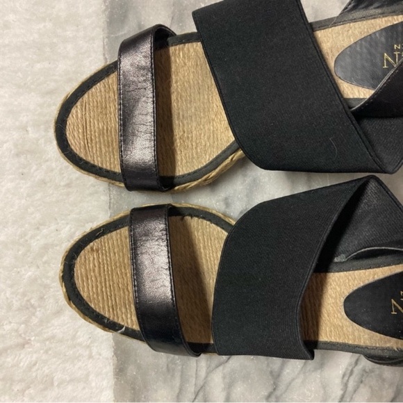 Ralph Lauren Espadrilles Wedges Size 8.5 Stretchy Foot Band Leather Boho - Picture 3 of 10